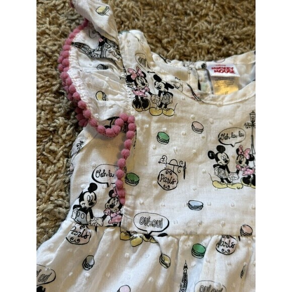 Disney Mickey Mouse Minnie Short Sleeve Dress Size 2T Paris Swiss Dot Lined - Picture 3 of 10
